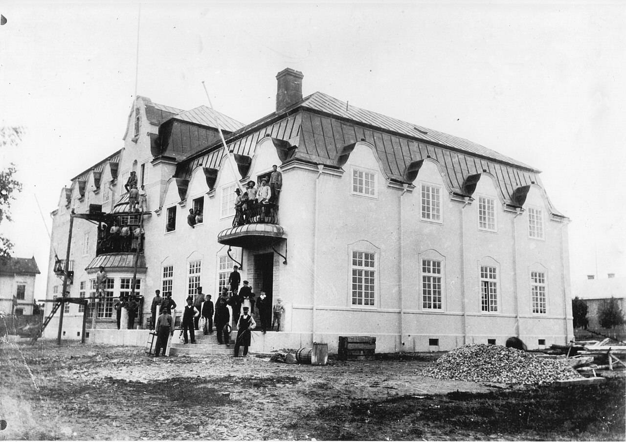 Scharinska villan under byggnad 1905. Fotograf okänd, Umeå kommuns stadsarkiv
